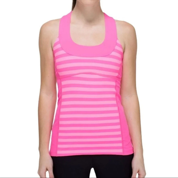 LULULEMON Apex Stripe Zing Racerback Size 4 RARE - Picture 1 of 13
